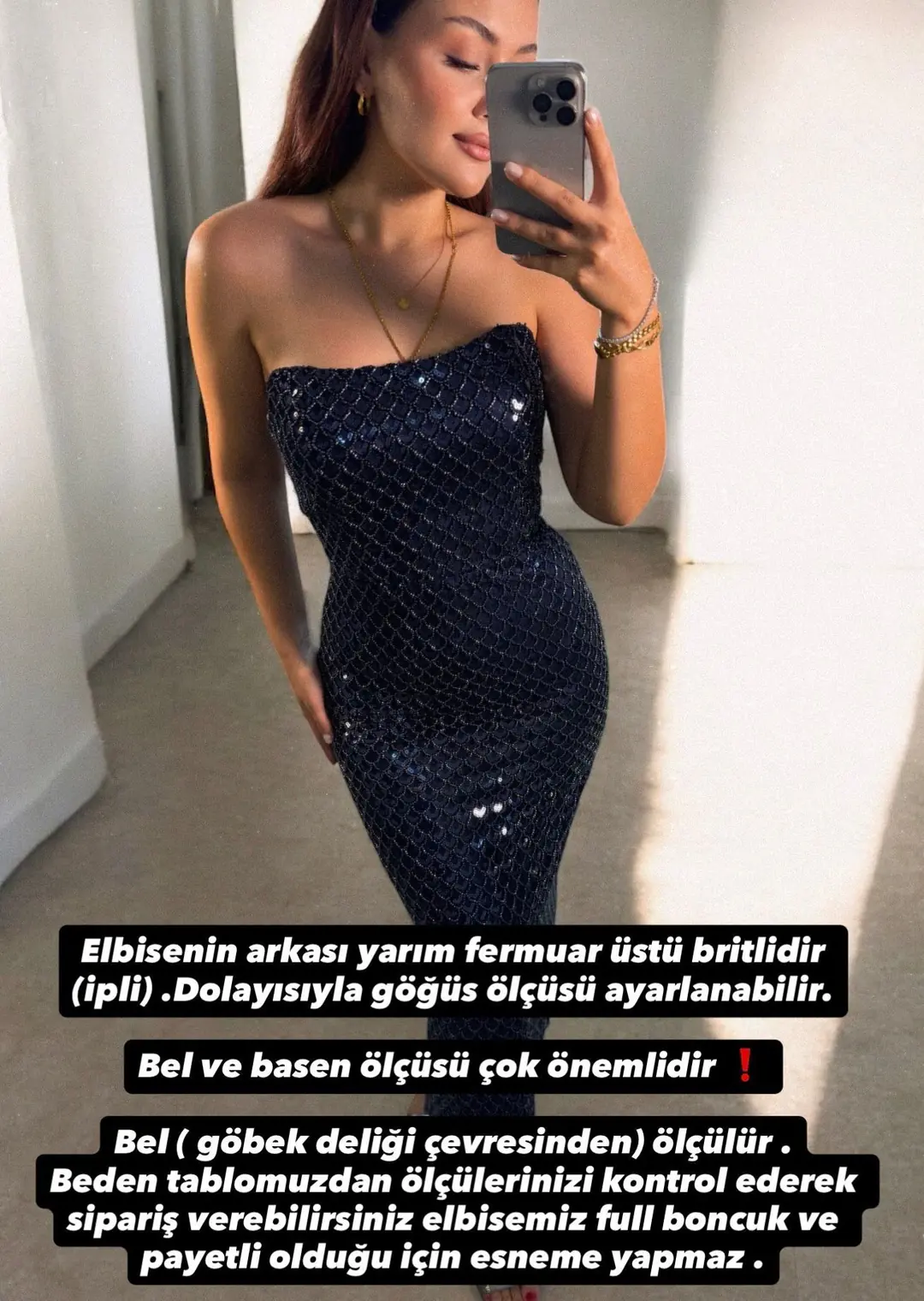 Laves Full Payet Boncuklu Rose Gold Abiye Elbise