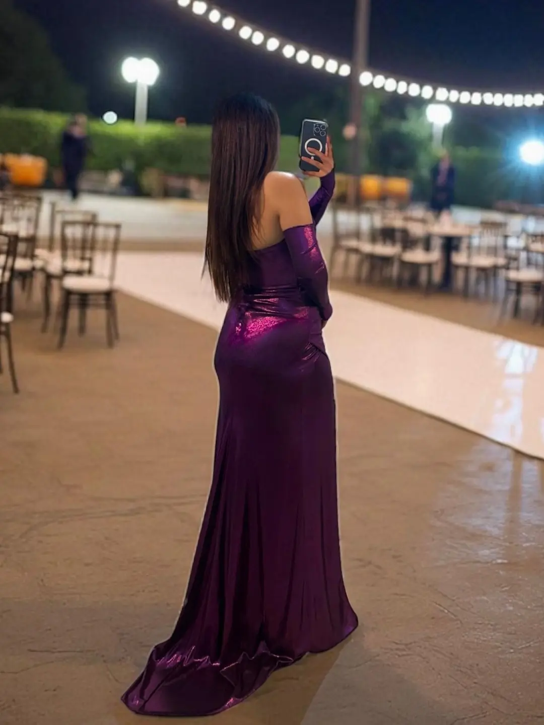 Liva Parlak Kumaşlı Mor Renk Abiye Elbise