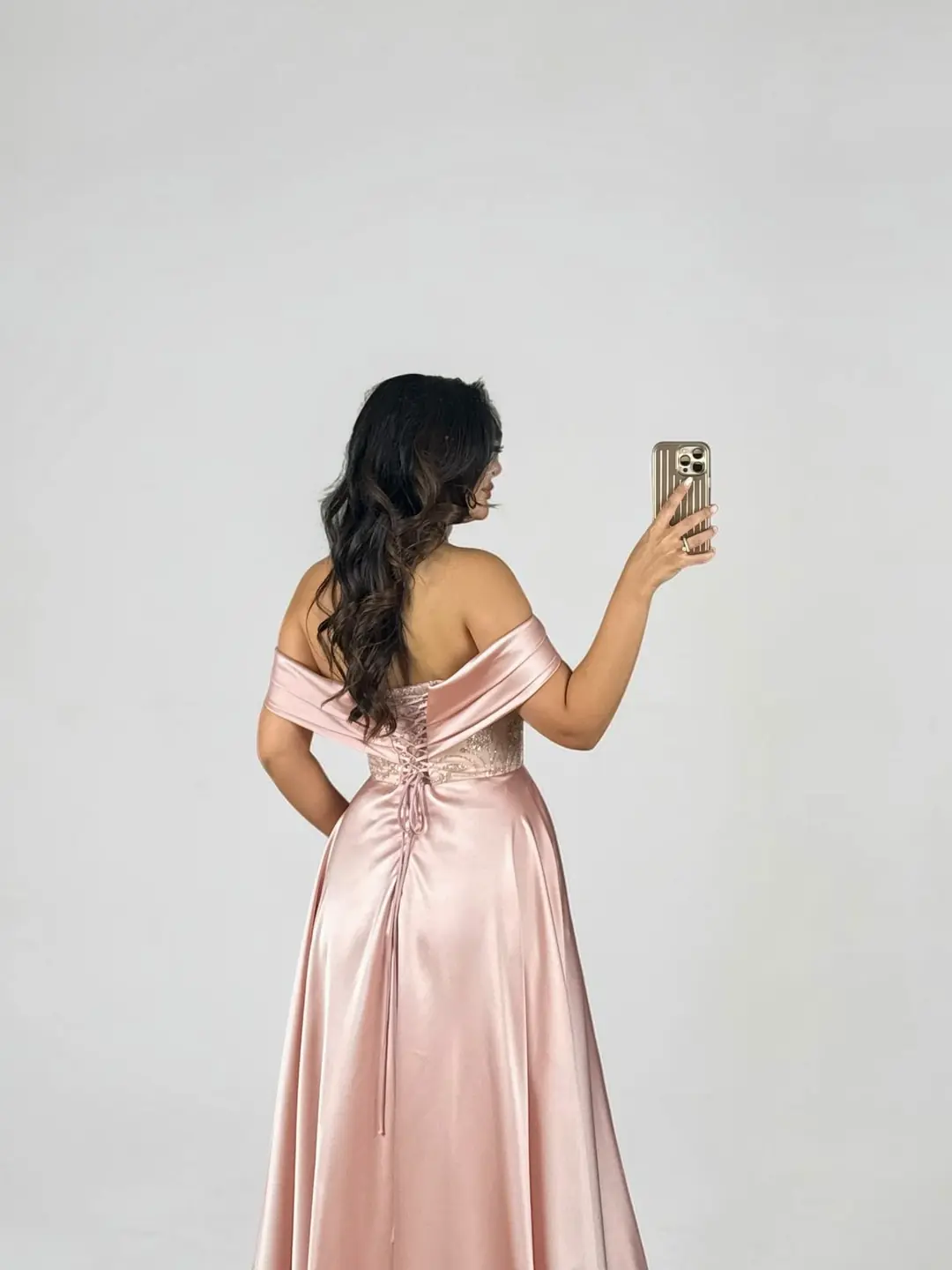 Amore Tasarım Payet Ve Boncuk İşlemeli Pelerinli Pembe Mix Abiye Elbise
